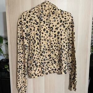 Love, fire Tan Leopard Mask Hooded Sweatshirt